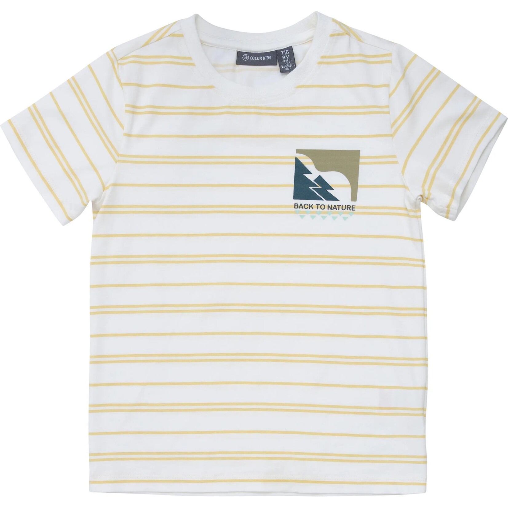 Color Kids COLORKIDS - 2-piece set consisting of a white t-shirt with yellow stripes and navy blue shorts