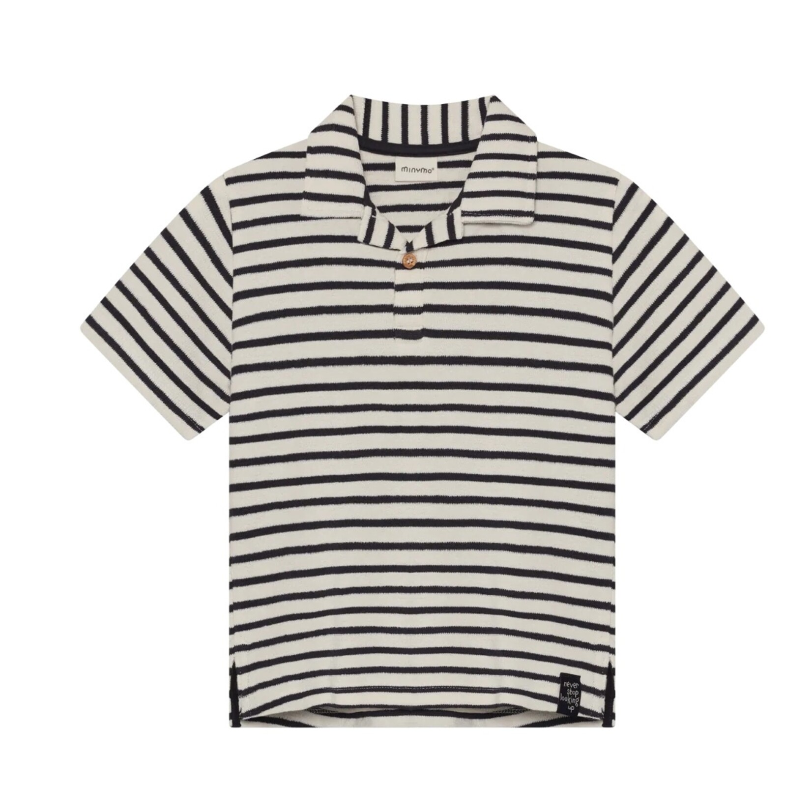 Minymo MINYMO - Beige polo shirt with blue stripes 'Vanilla Ice'