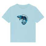 Minymo MINYMO - Pale blue T-shirt with blue and silver sequined chameleon