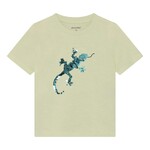 Minymo MINYMO - Pale green T-shirt with blue and silver sequined lizard