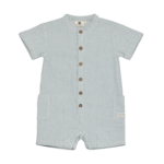 Enfant ENFANT - Barboteuse à rayures en mousseline blanc et bleu