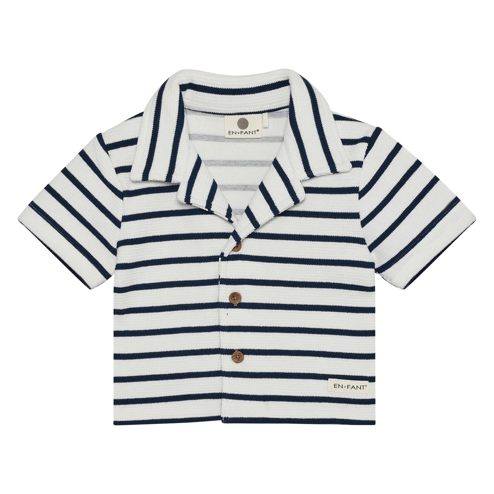 Enfant ENFANT - White short-sleeved shirt with blue stripe