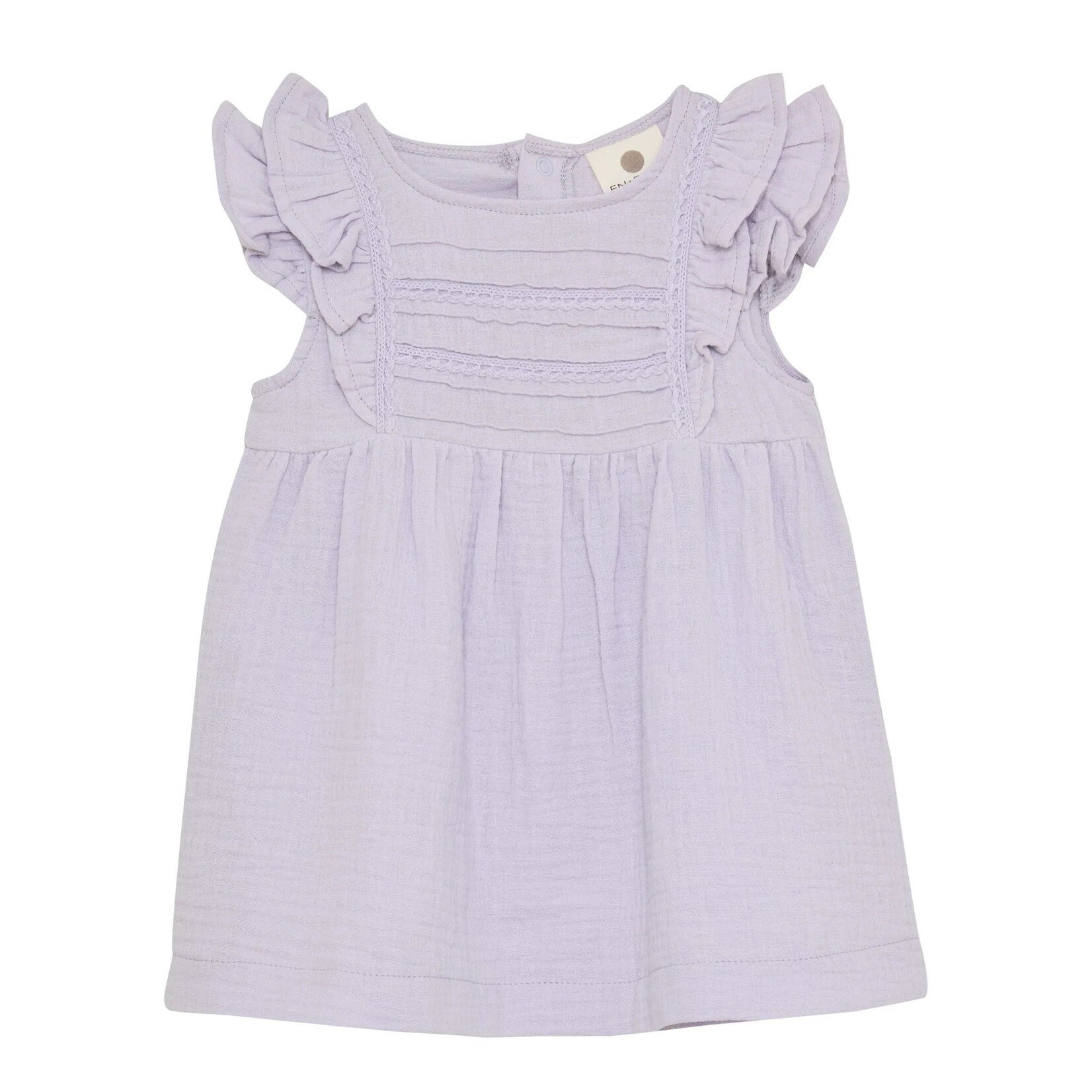 Enfant ENFANT - Robe souple en mousseline lilas avec broderies au devant et manches à volant