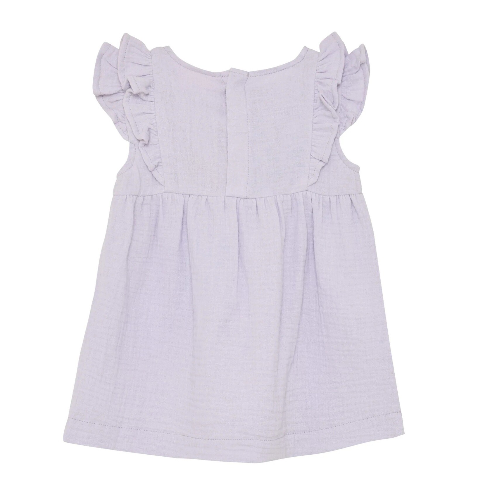 Enfant ENFANT - Soft lilac chiffon dress with front embroidery and ruffled sleeves