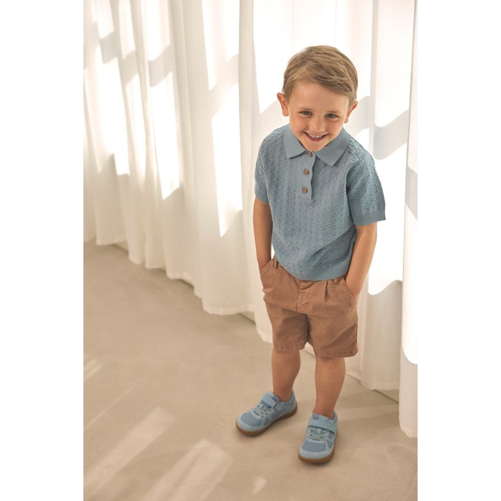 Enfant ENFANT - Polo en tricot bleu gris