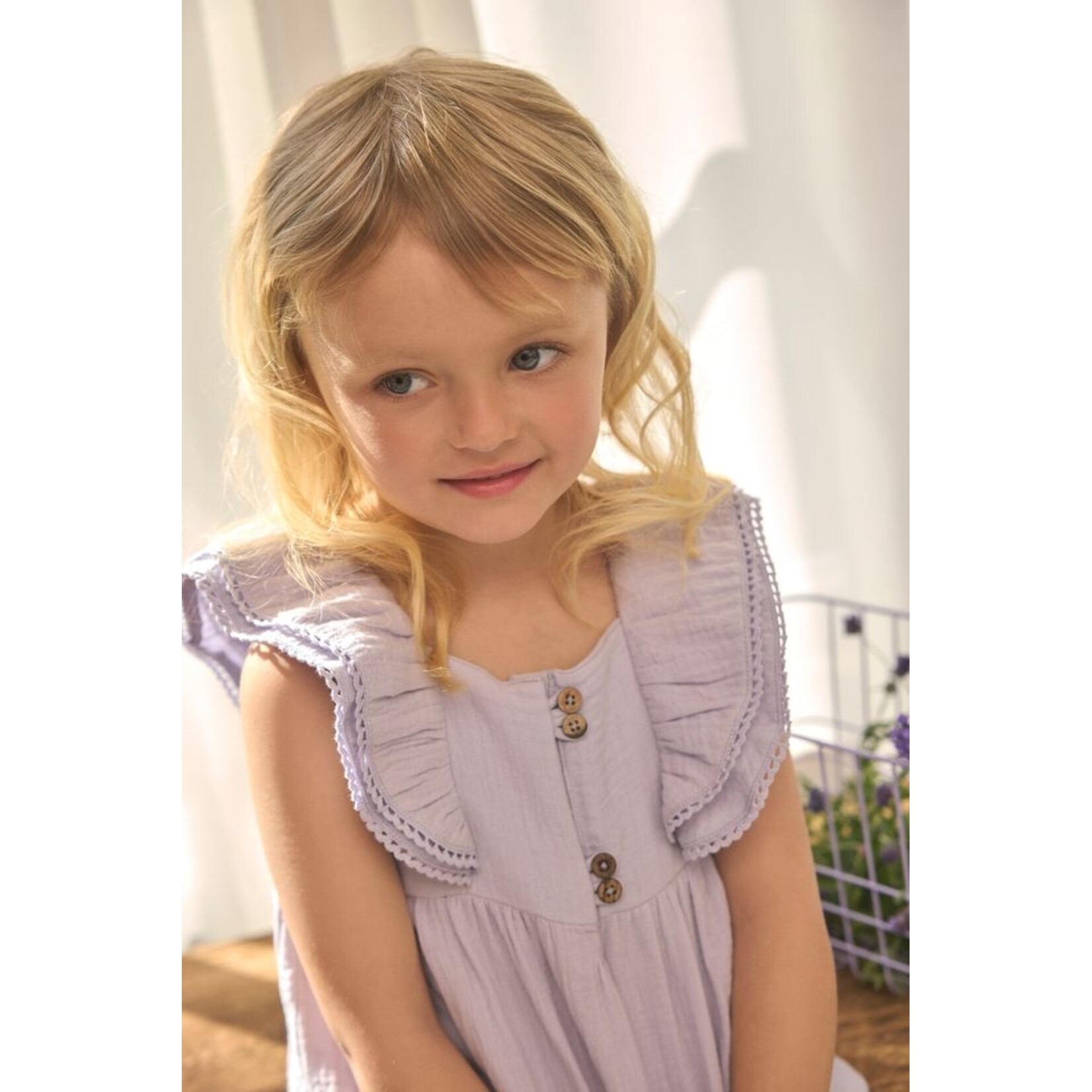 Enfant ENFANT - Lilac chiffon dress with shoulder ruffles