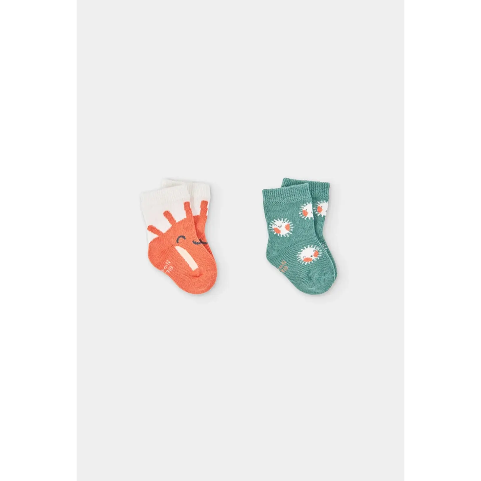 Boboli BOBOLI - Pack of 2 pairs of socks - Green, white and orange with sun print