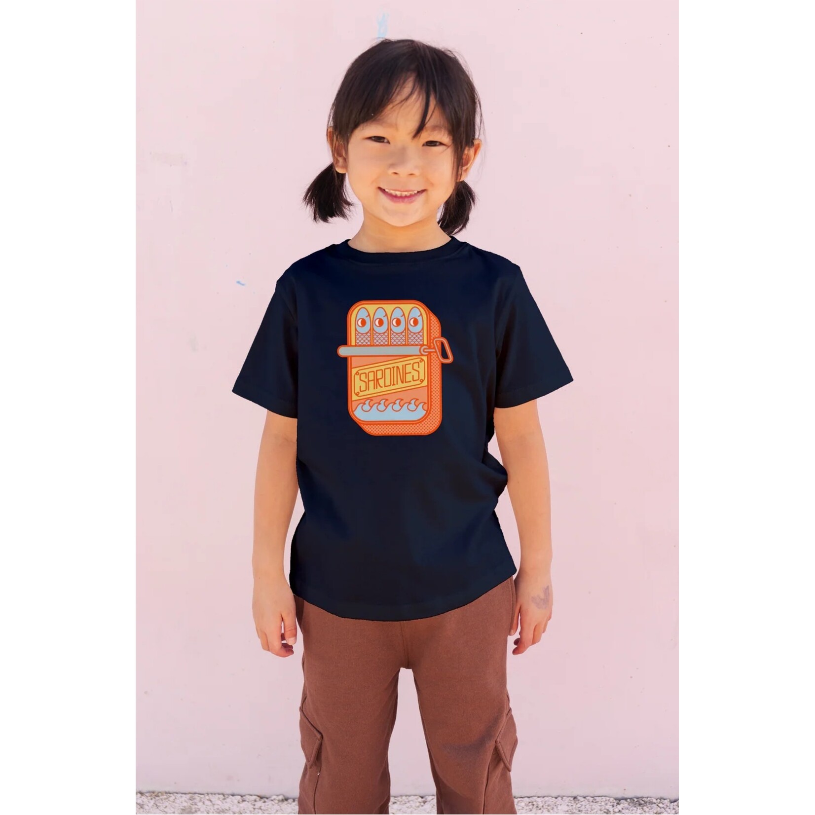Whistle & Flute WHISTLE AND FLUTE - Dark blue 'Kawaii - Sardines' t-shirt
