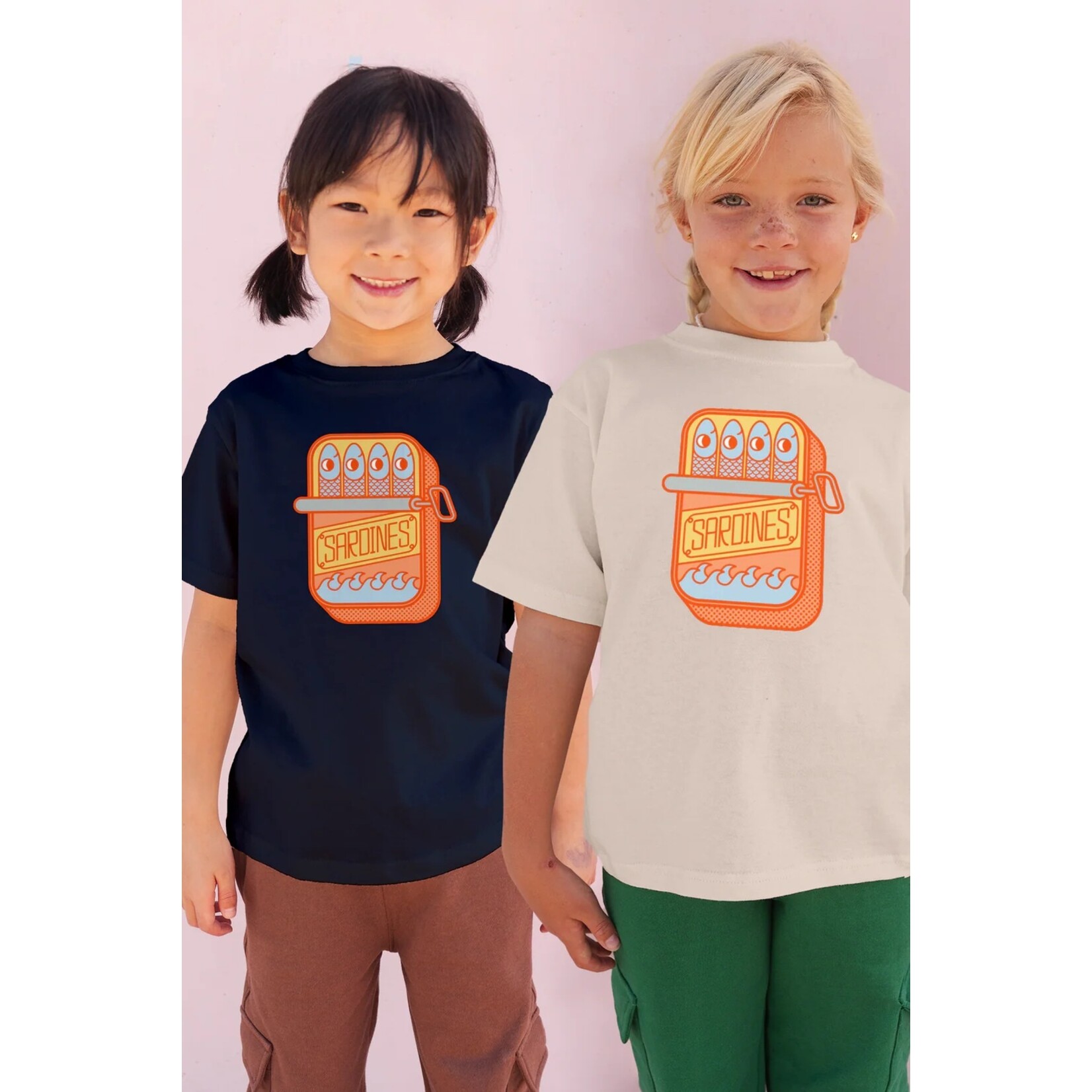 Whistle & Flute WHISTLE AND FLUTE - Dark blue 'Kawaii - Sardines' t-shirt