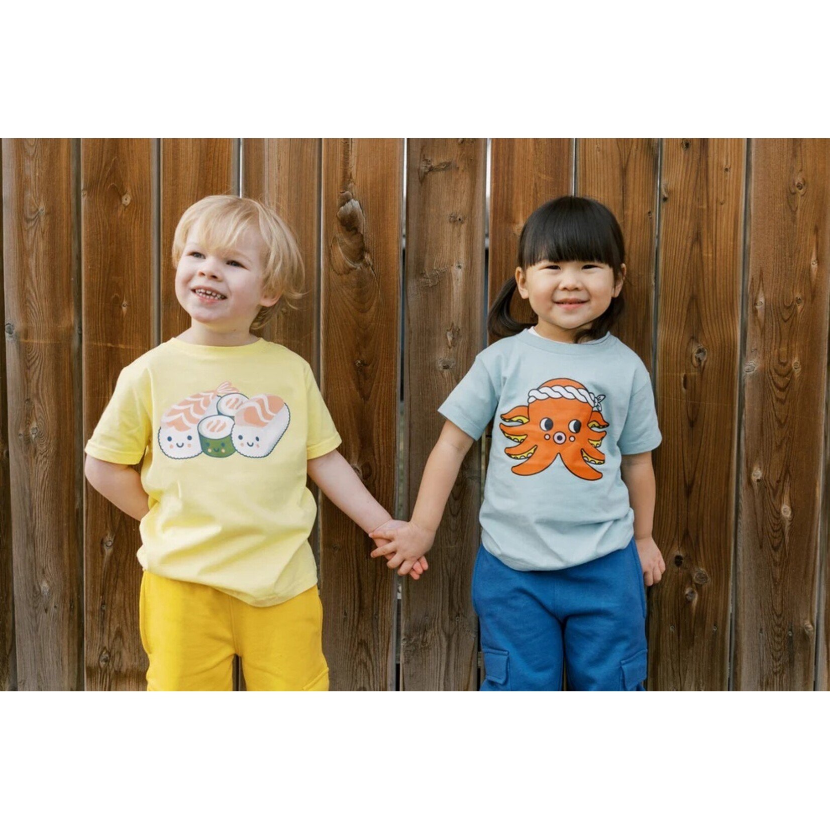 Whistle & Flute WHISTLE AND FLUTE - T-shirt jaune 'Kawaii - Sushi Family'