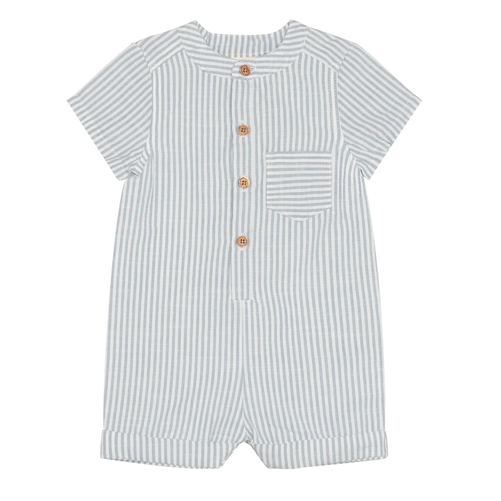 Fixoni FIXONI - White short-sleeved romper with blue stripes
