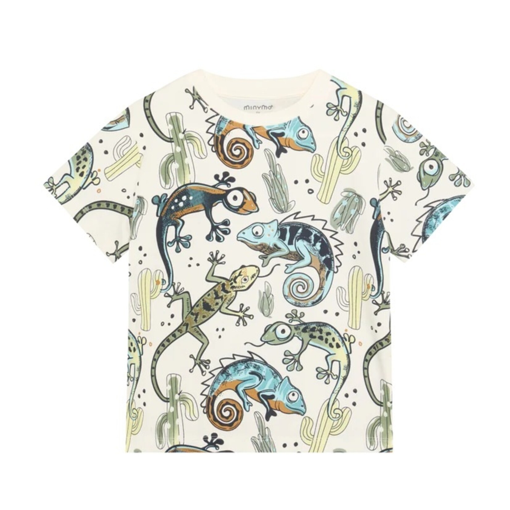 Minymo MINYMO - White T-shirt with reptile and cactus print