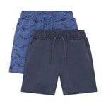 Minymo MINYMO - Duo de shorts en coton molletonné bleu foncé et bleu avec imprimé de baleines