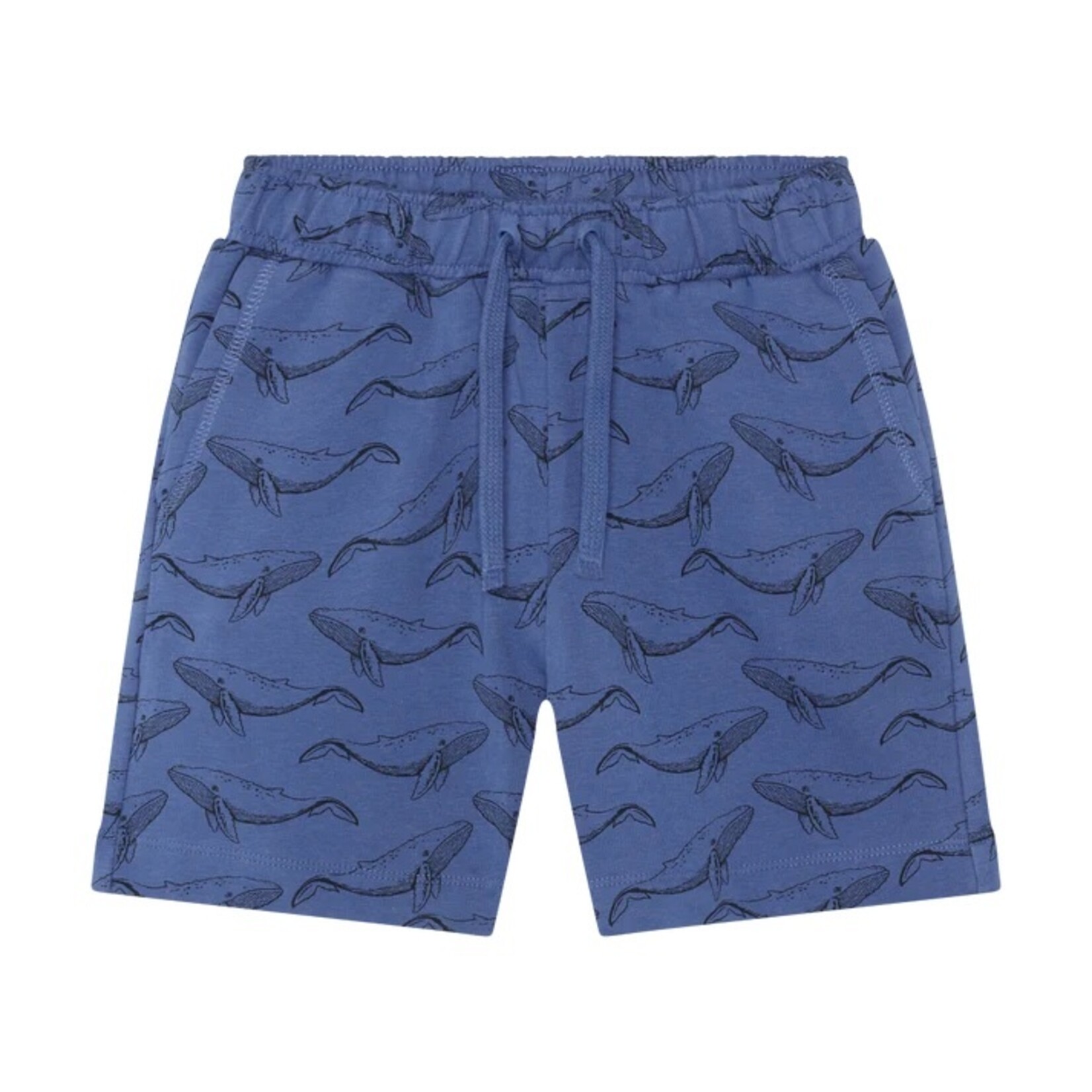 Minymo MINYMO - Duo of shorts in dark blue and blue fleece cotton with whale print