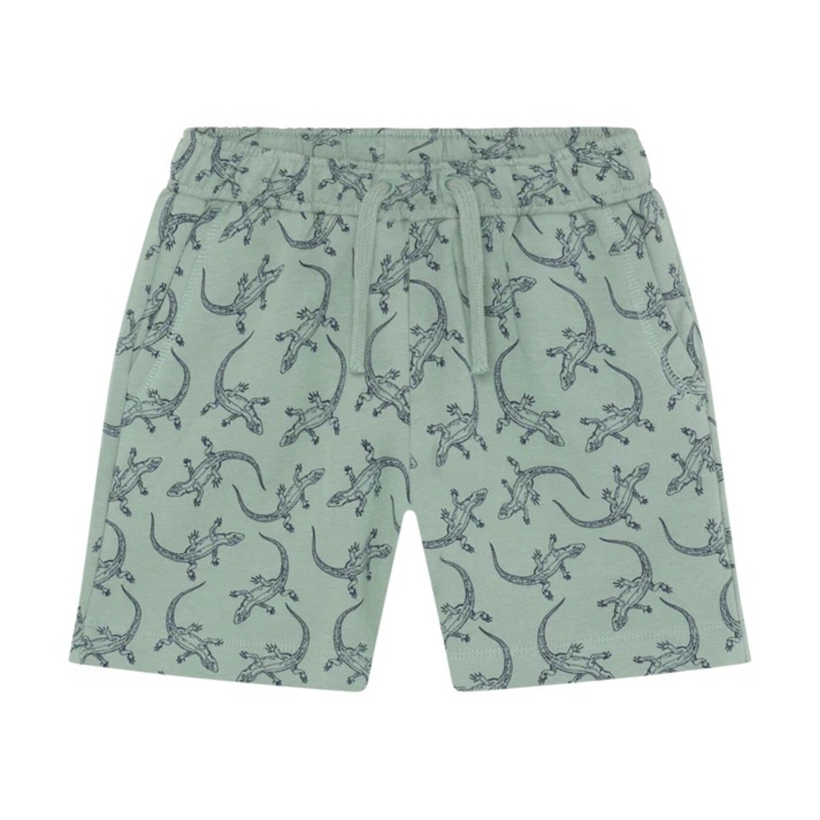Minymo MINYMO - Duo de shorts en coton molletonné beige et vert avec imprimé de lézards