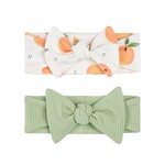 Petit Lem PETIT LEM - Set of 2 knotted headbands - green ribbed and white peach pattern