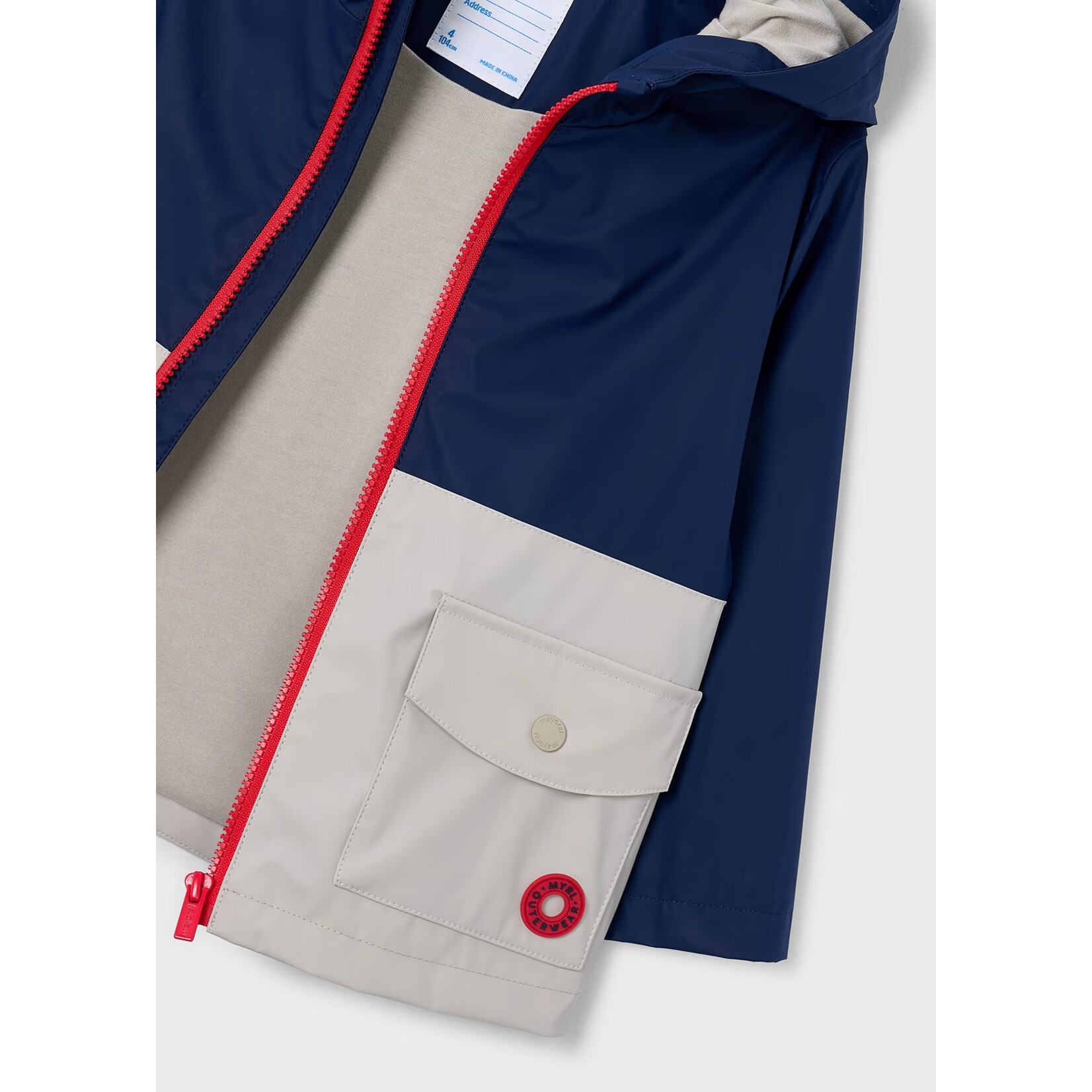 Mayoral  MAYORAL - Manteau mi-saison imperméable bleu marin, beige et rouge