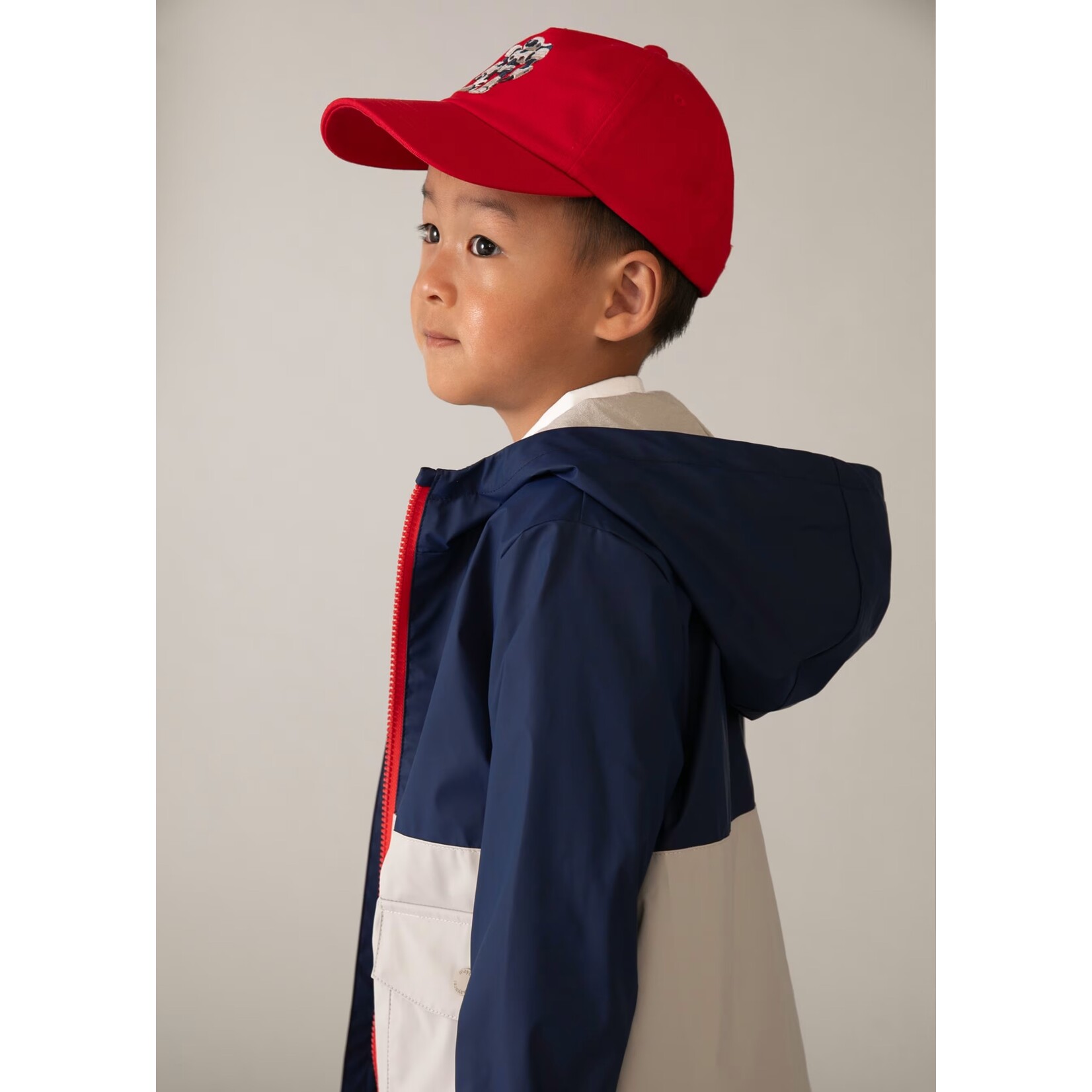 Mayoral  MAYORAL - Manteau mi-saison imperméable bleu marin, beige et rouge