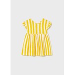 Mayoral MAYORAL - Robe à manches courtes blanche rayé jaune en maille
