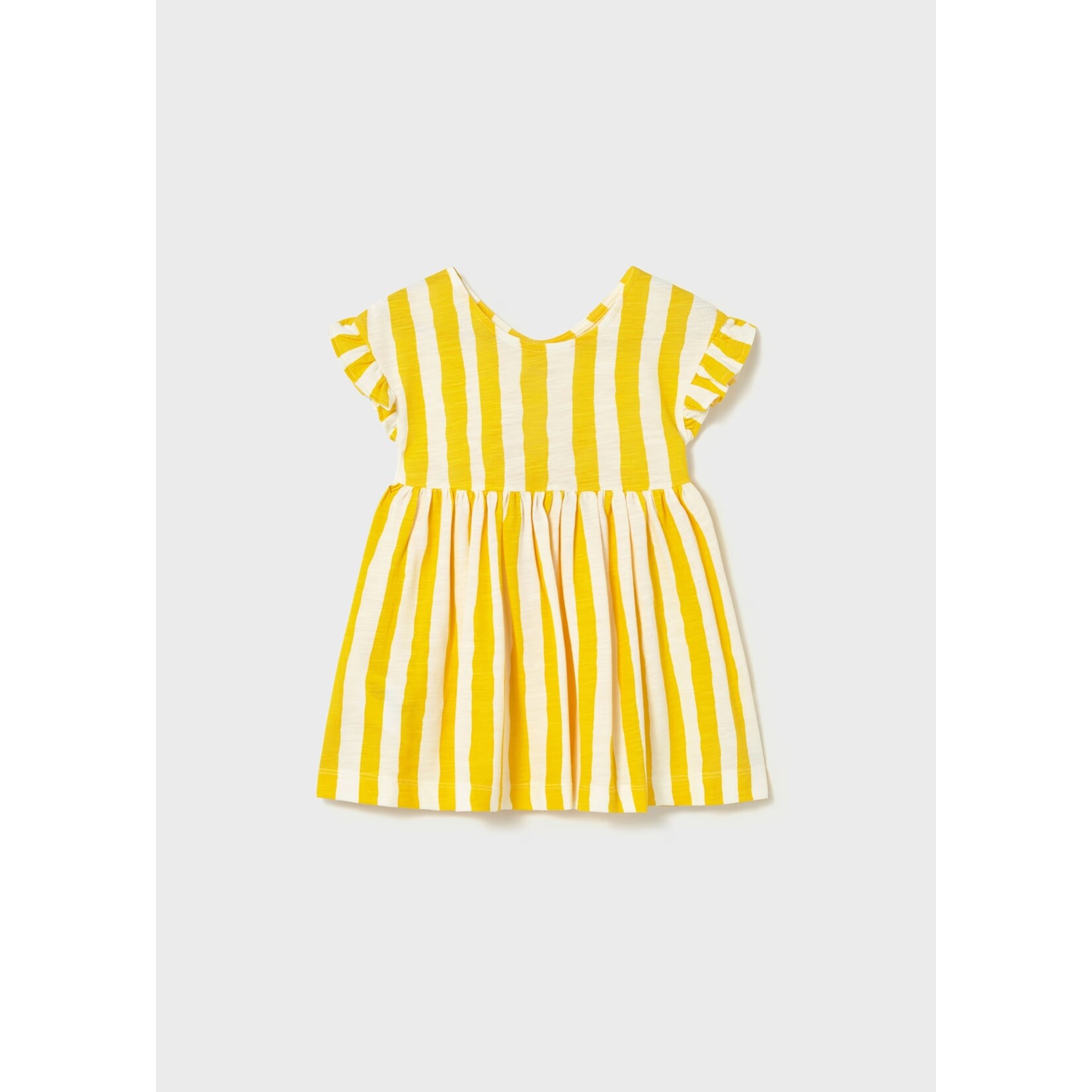 Mayoral MAYORAL - White and yellow striped short-sleeved knit dress