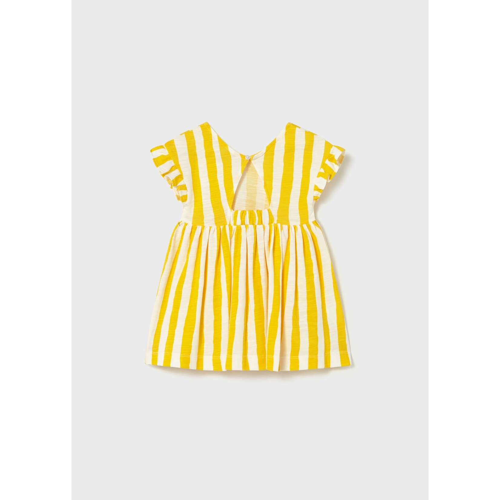 Mayoral MAYORAL - Robe à manches courtes blanche rayé jaune en maille