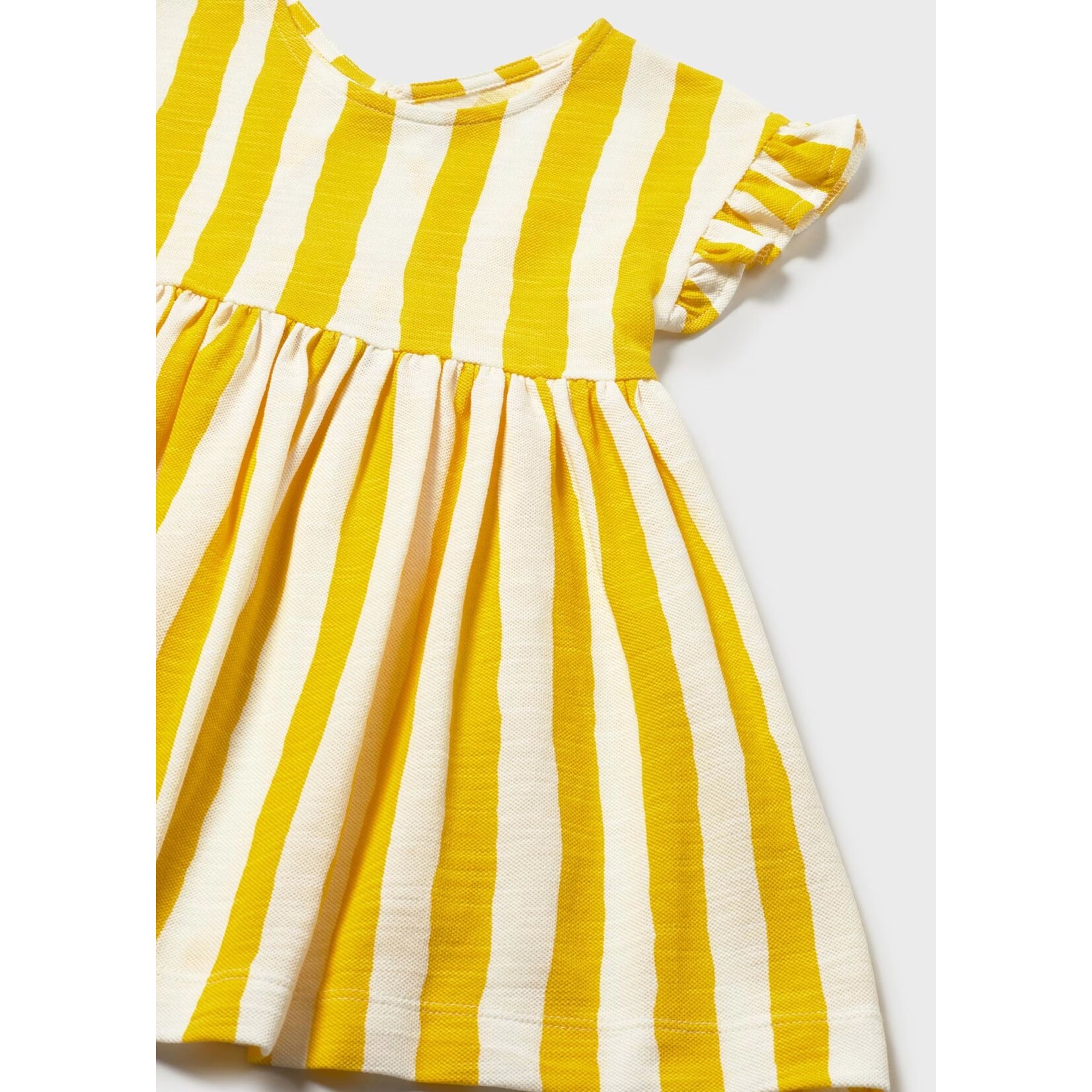 Mayoral MAYORAL - White and yellow striped short-sleeved knit dress