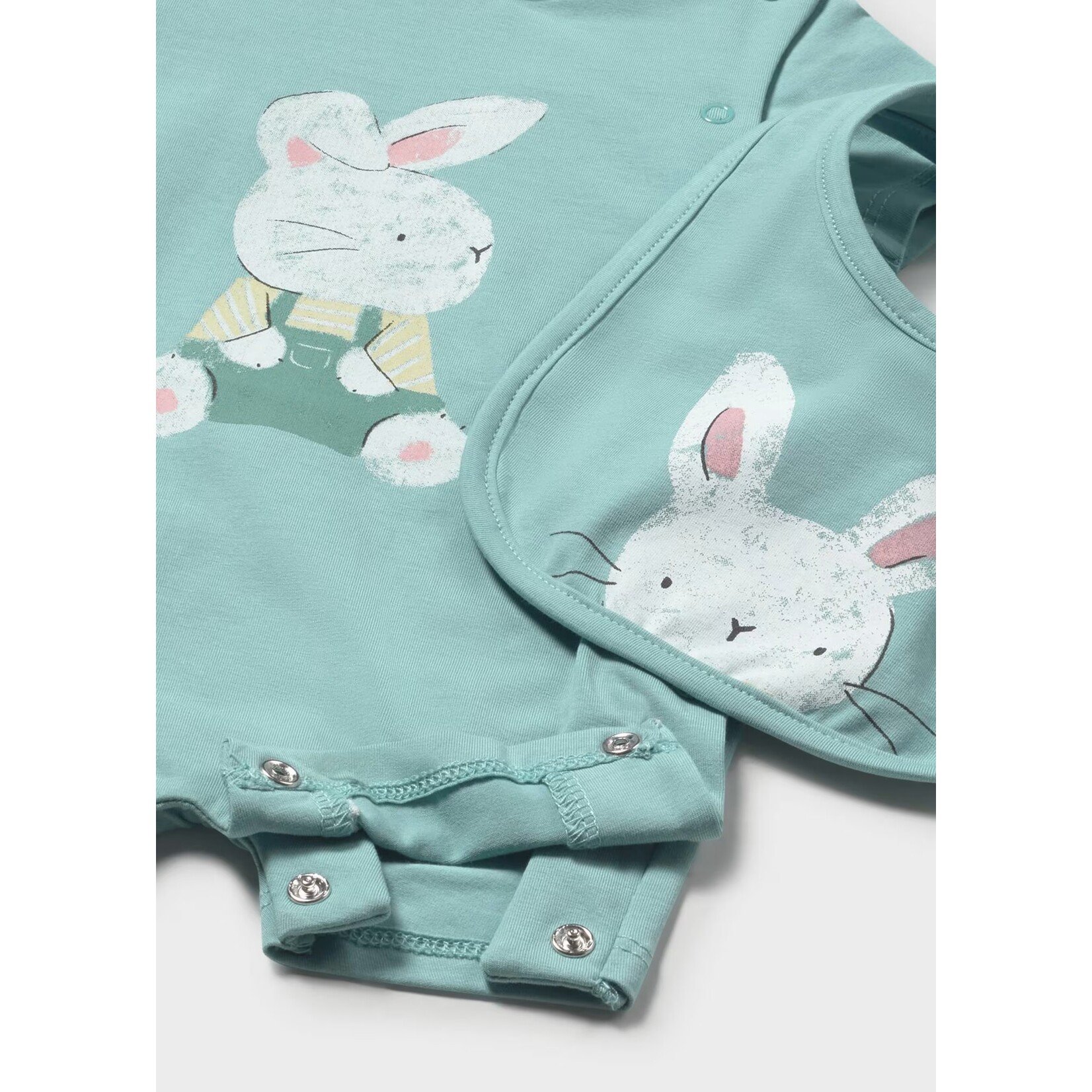 Mayoral MAYORAL - Ensemble 2 morceaux - Pyjama court et bavoir bleu avec imprimé de lapin