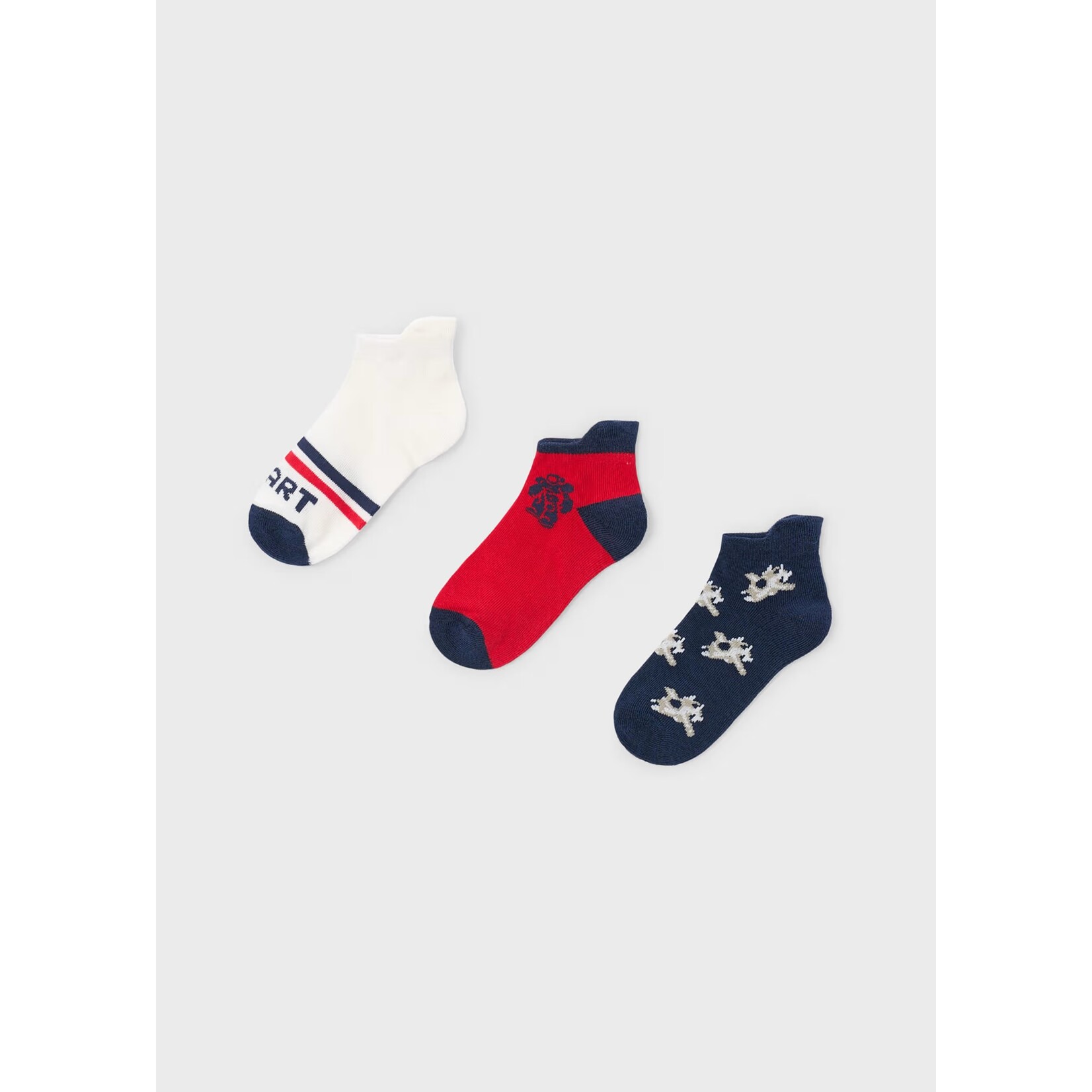 Mayoral MAYORAL - Lot de 3 paires de chaussettes  'Blanc-Bleu-Rouge avec imprimé de Robot'
