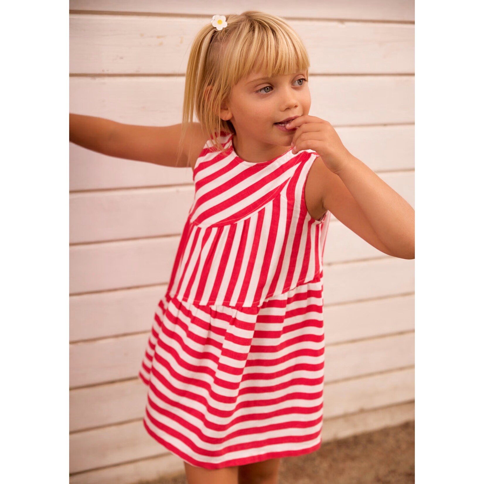 Mayoral MAYORAL - Robe blanche rayé rouge