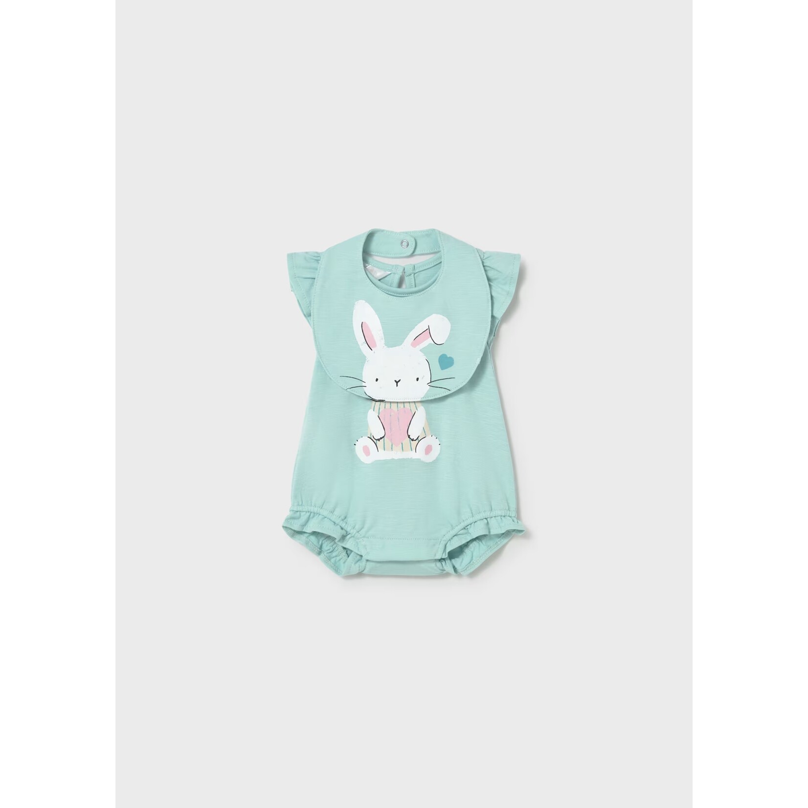 Mayoral MAYORAL - Ensemble 2 morceaux - Pyjama court à volants et bavoir bleu avec imprimé de lapin