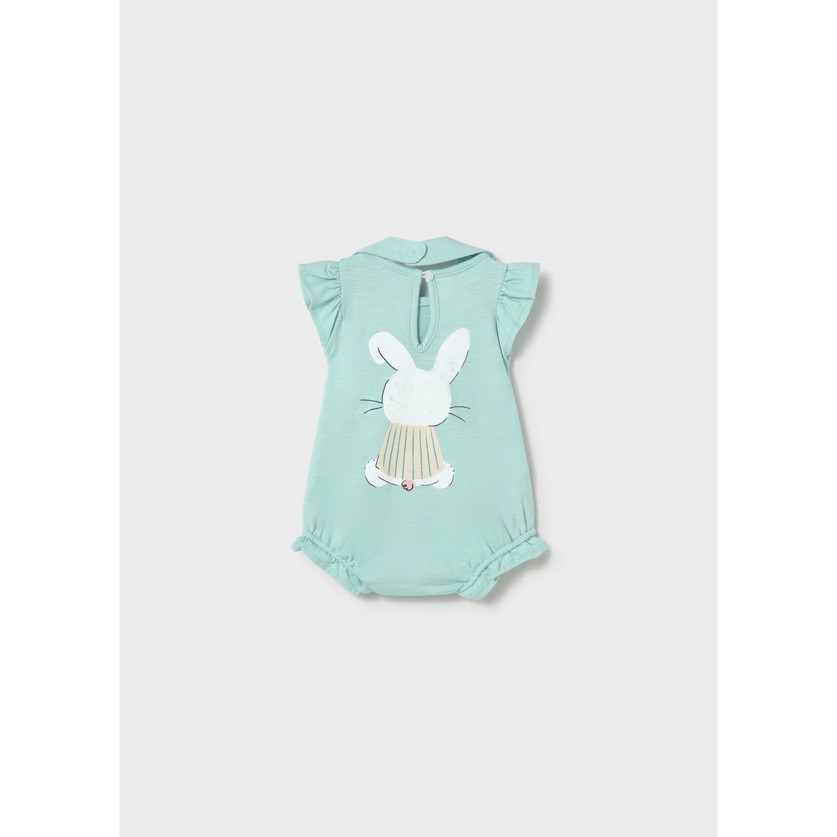 Mayoral MAYORAL - 2-piece set - Short ruffled pyjamas and blue bib with rabbit print