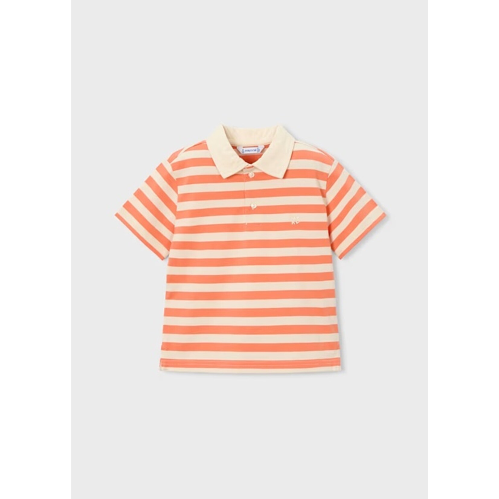 Mayoral MAYORAL - Cream white short-sleeved polo shirt with orange stripes