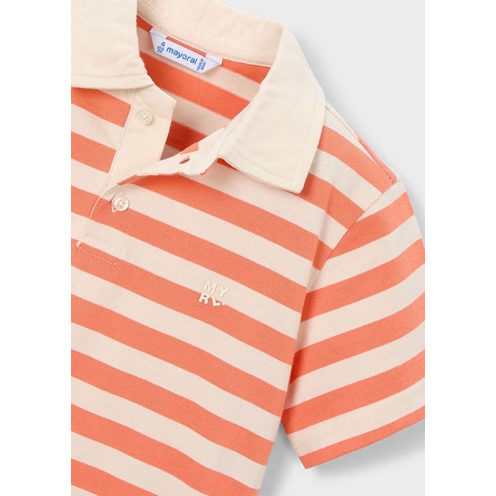 Mayoral MAYORAL - Cream white short-sleeved polo shirt with orange stripes