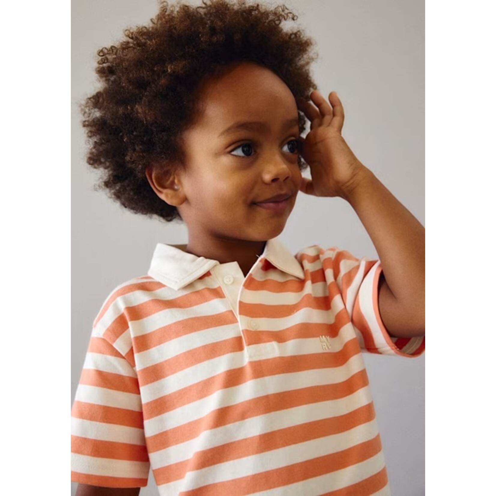 Mayoral MAYORAL - Cream white short-sleeved polo shirt with orange stripes