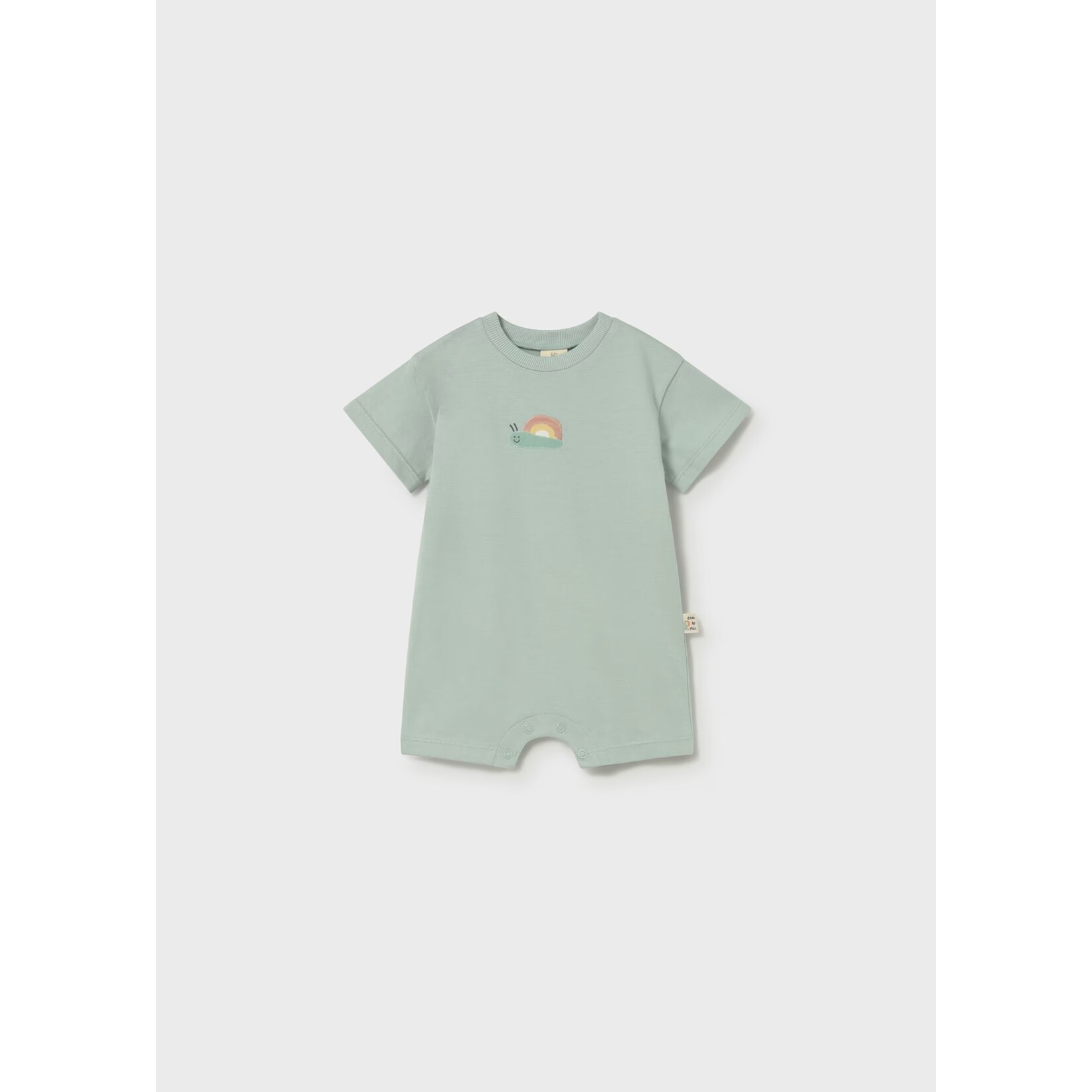 Mayoral MAYORAL - Mint green romper with a snail and the words 'Te quiero infinito'