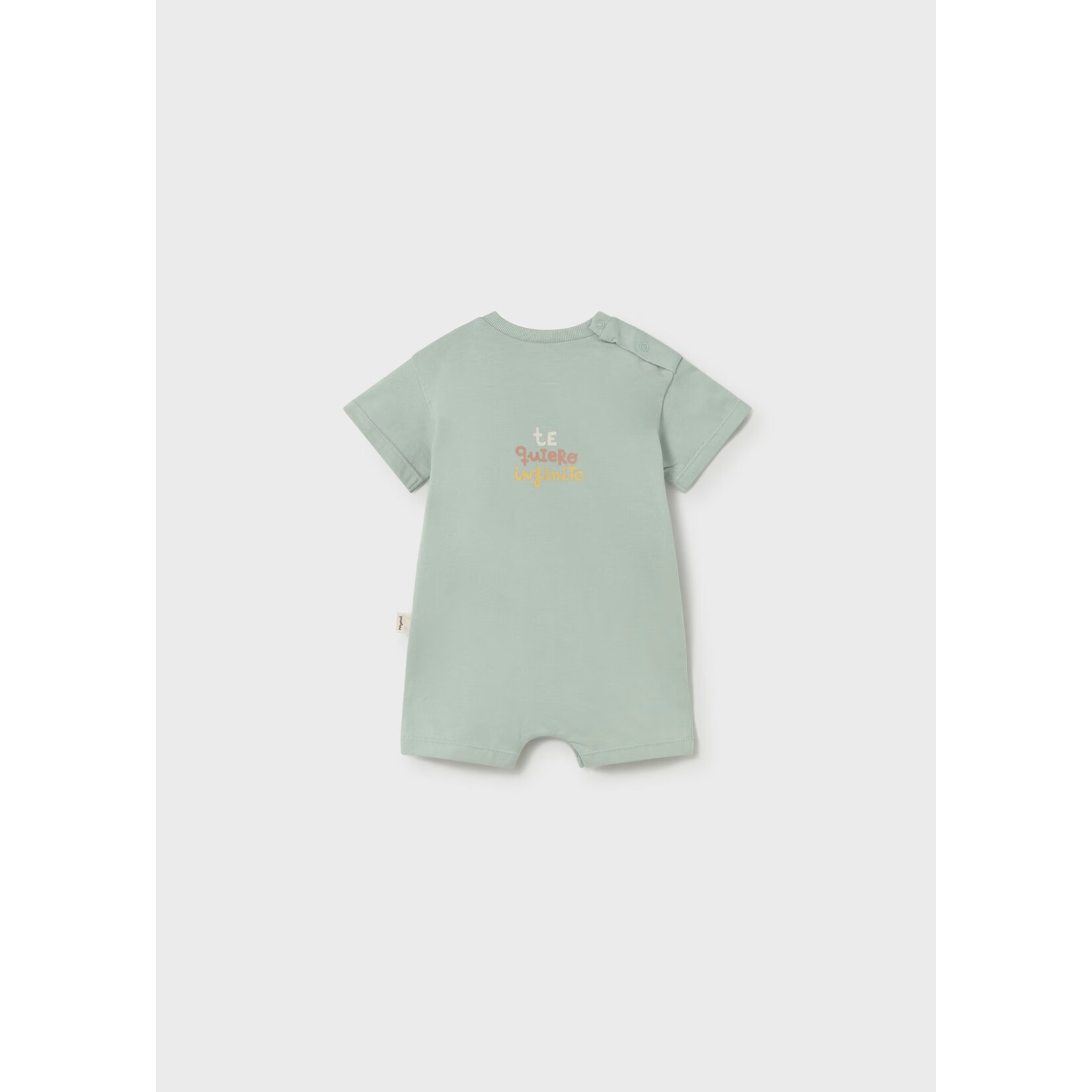 Mayoral MAYORAL - Mint green romper with a snail and the words 'Te quiero infinito'
