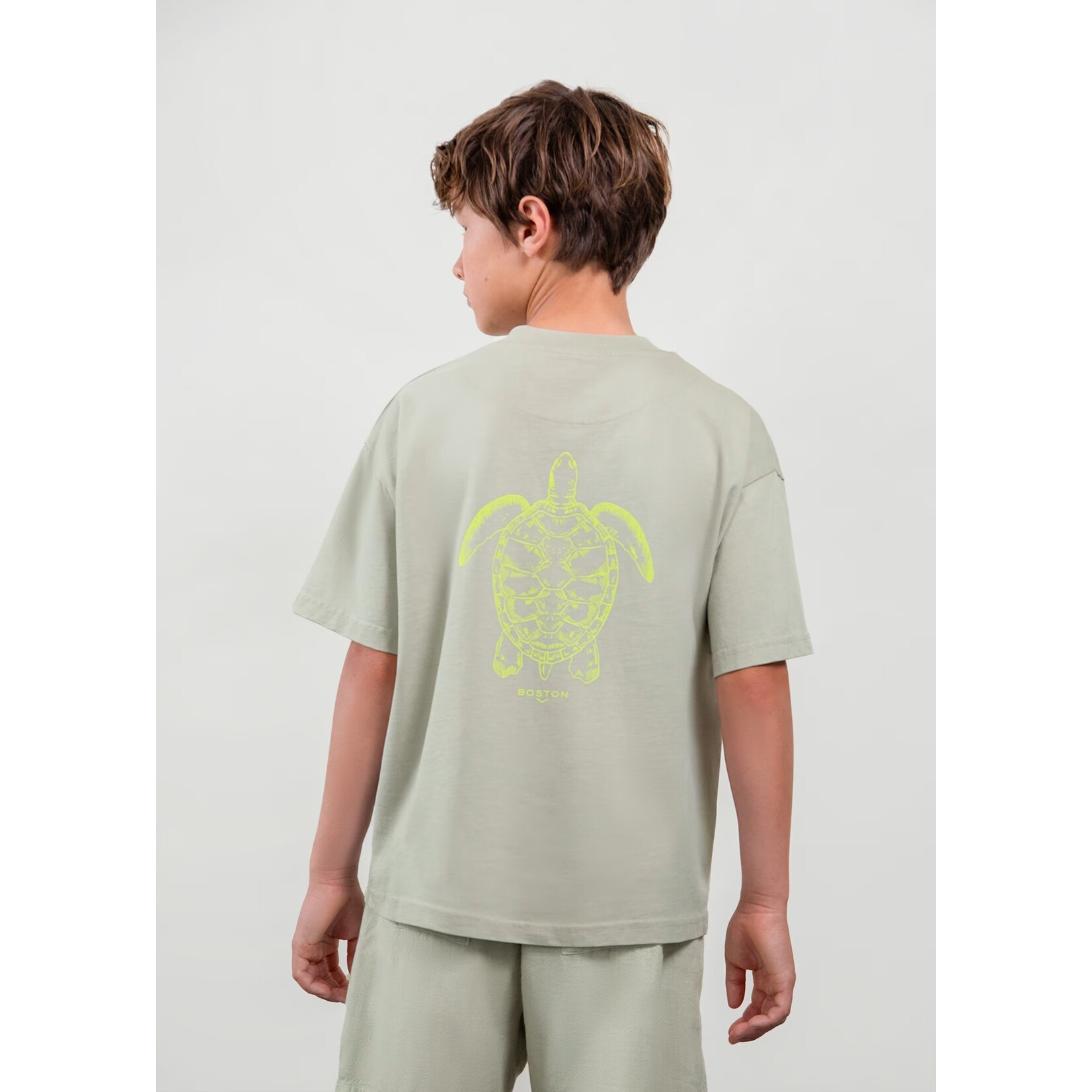 Mayoral MAYORAL - T-shirt olive clair avec imprimé de tortue vert fluo 'Boston Kids'