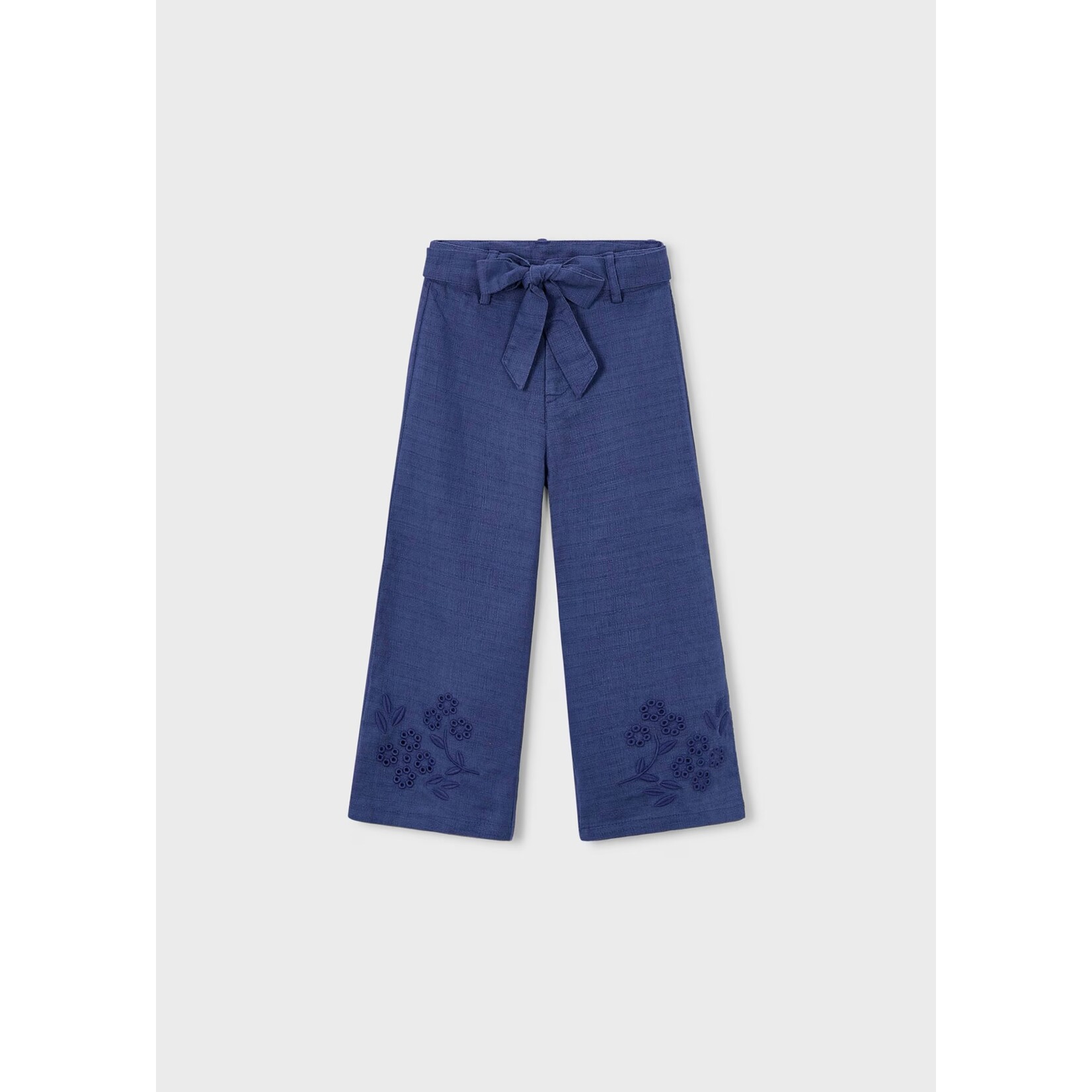 Mayoral MAYORAL - Linen trousers embroidered with flowers 'Porcelain'