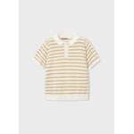 Mayoral MAYORAL - White short-sleeved polo shirt with brown stripes