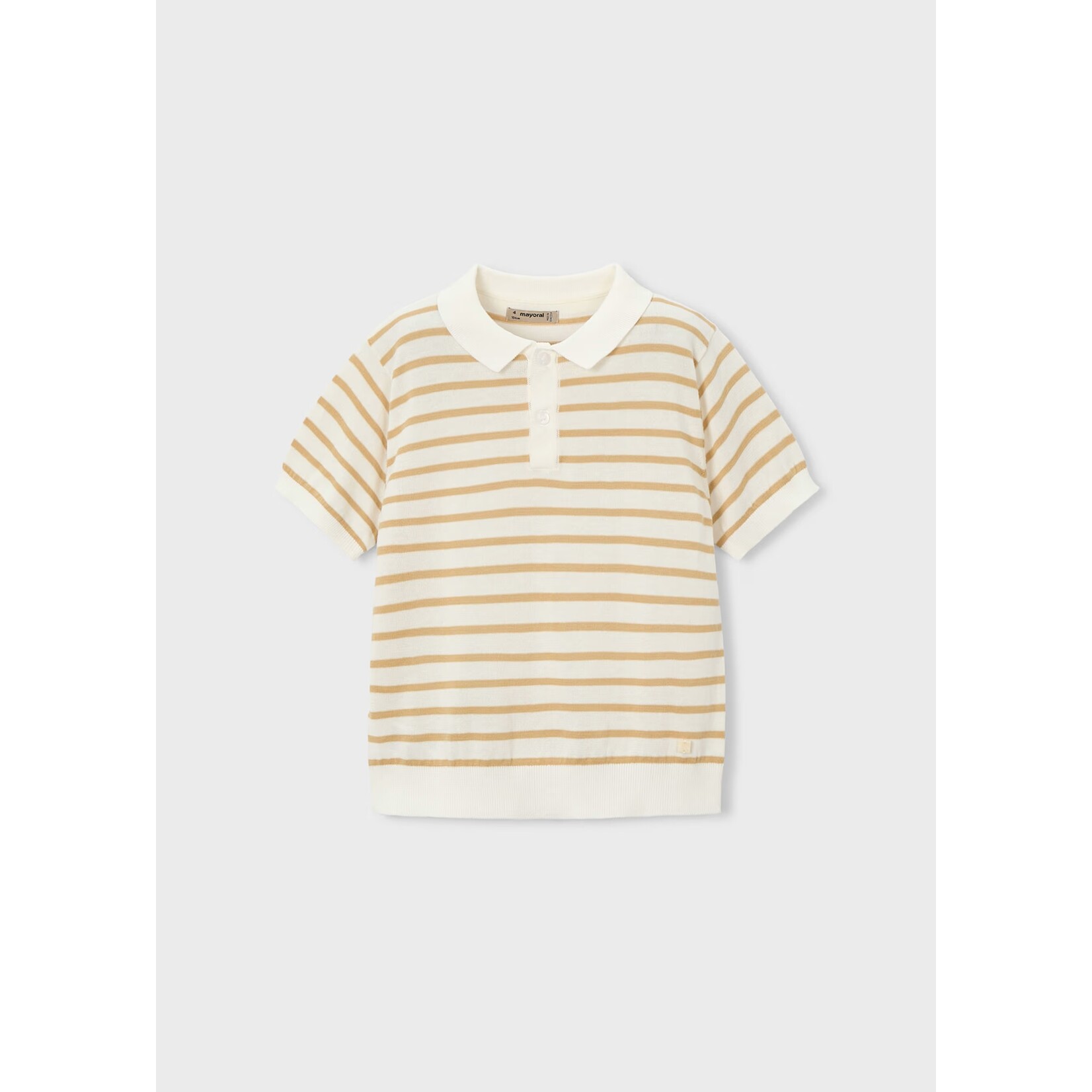 Mayoral MAYORAL - White short-sleeved polo shirt with brown stripes