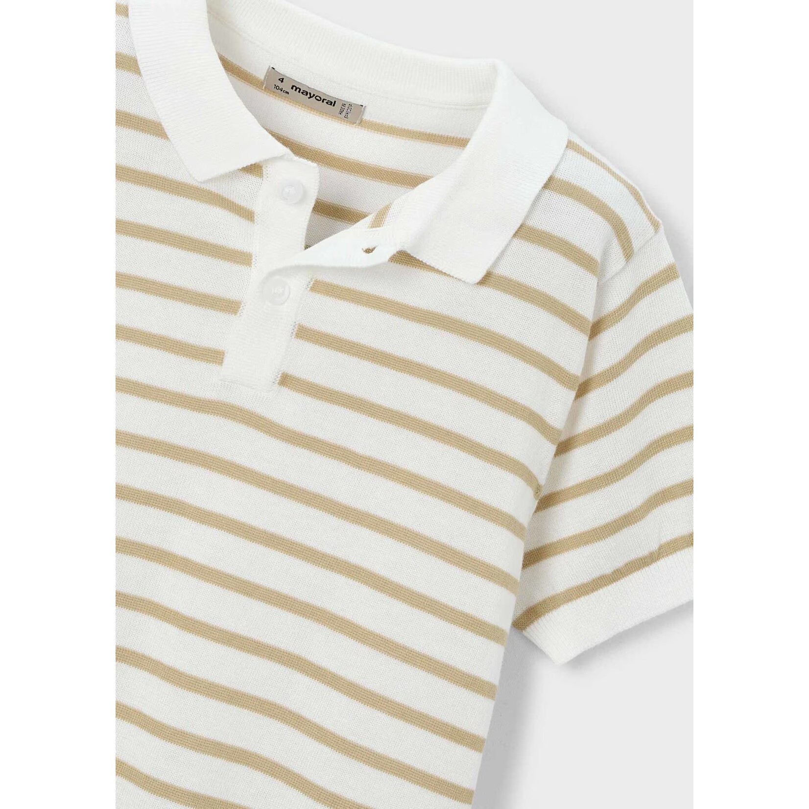 Mayoral MAYORAL - White short-sleeved polo shirt with brown stripes