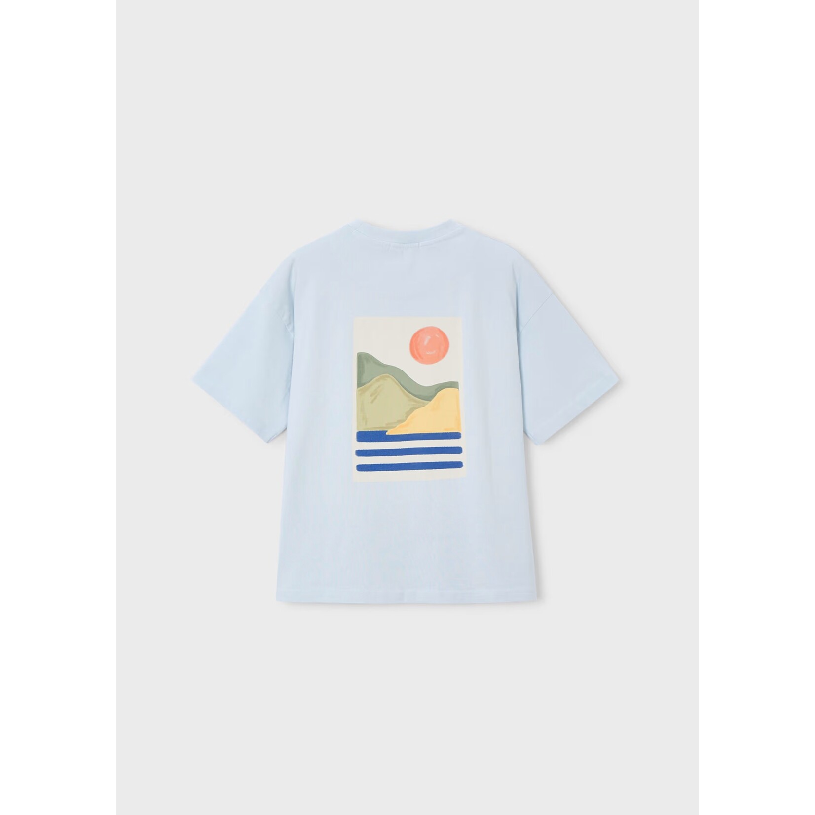 Mayoral MAYORAL - Sky blue T-shirt with 'Boston Kids' landscape print