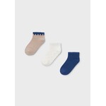 Mayoral MAYORAL - Lot de 3 paires de chaussettes Blanc-Bleu-Brun avec motif de coeurs 'Porcelaine'