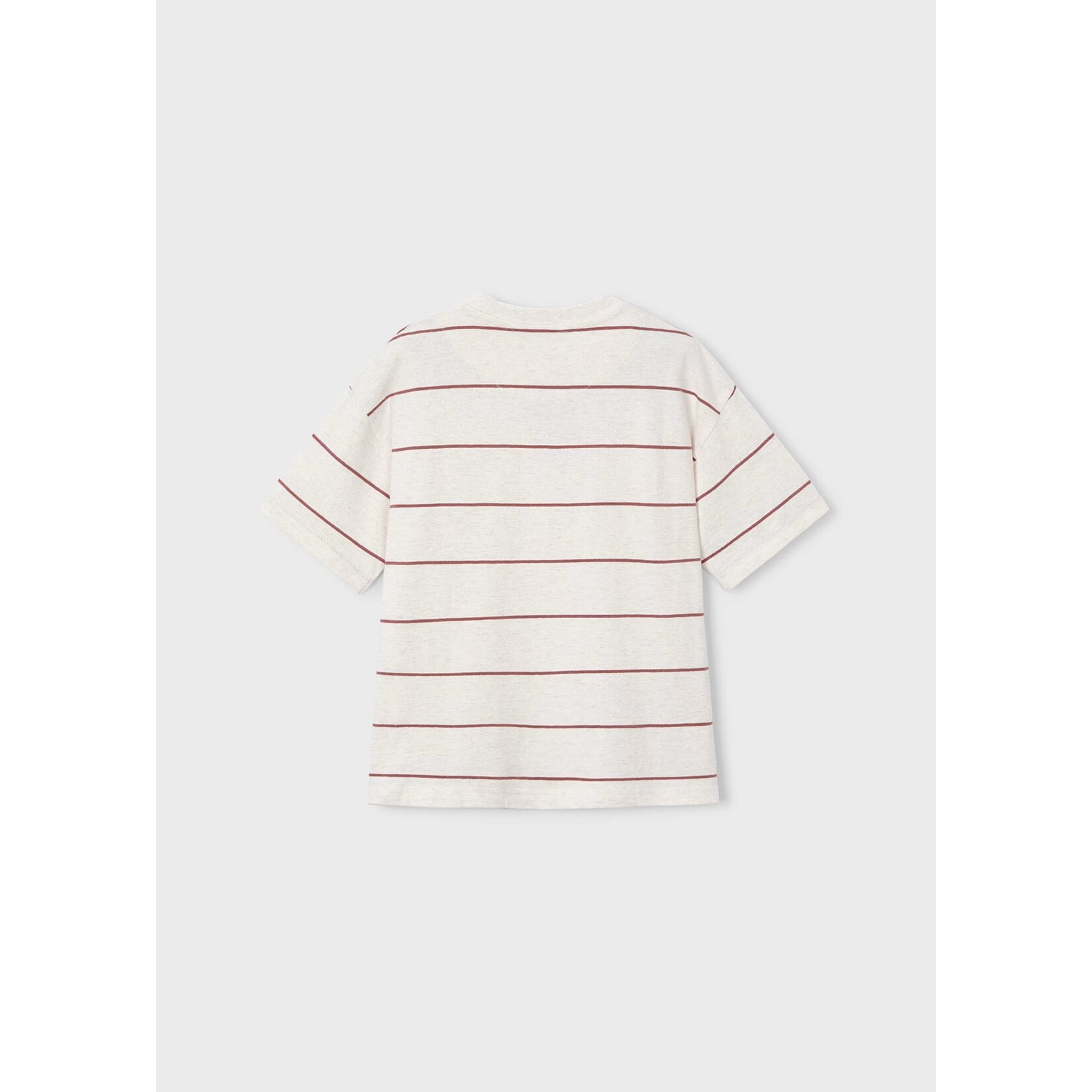 Mayoral MAYORAL - White T-shirt with red stripes and 'Boston Kids' lighthouse embroidery