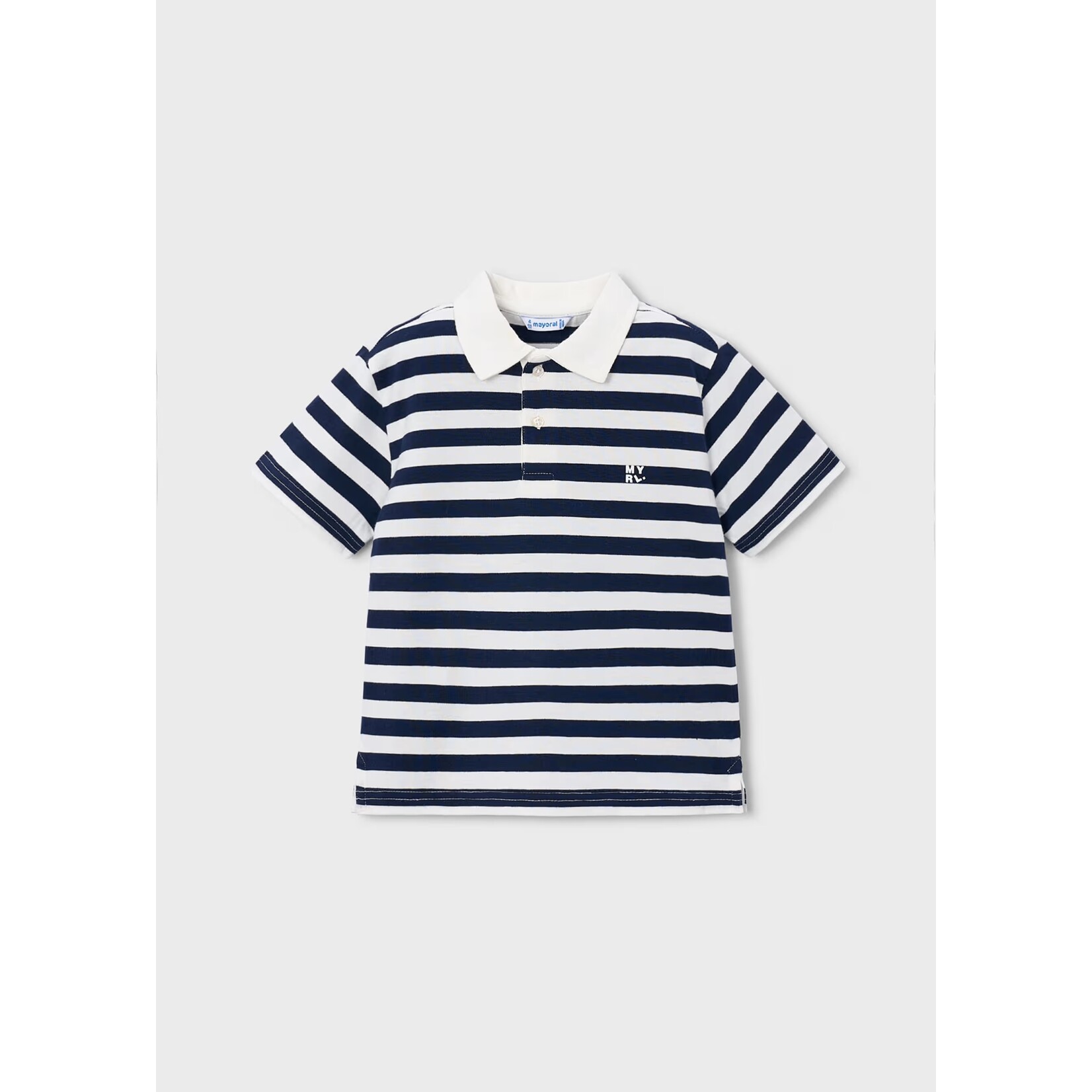 Mayoral MAYORAL - White short-sleeved polo shirt with navy blue stripes