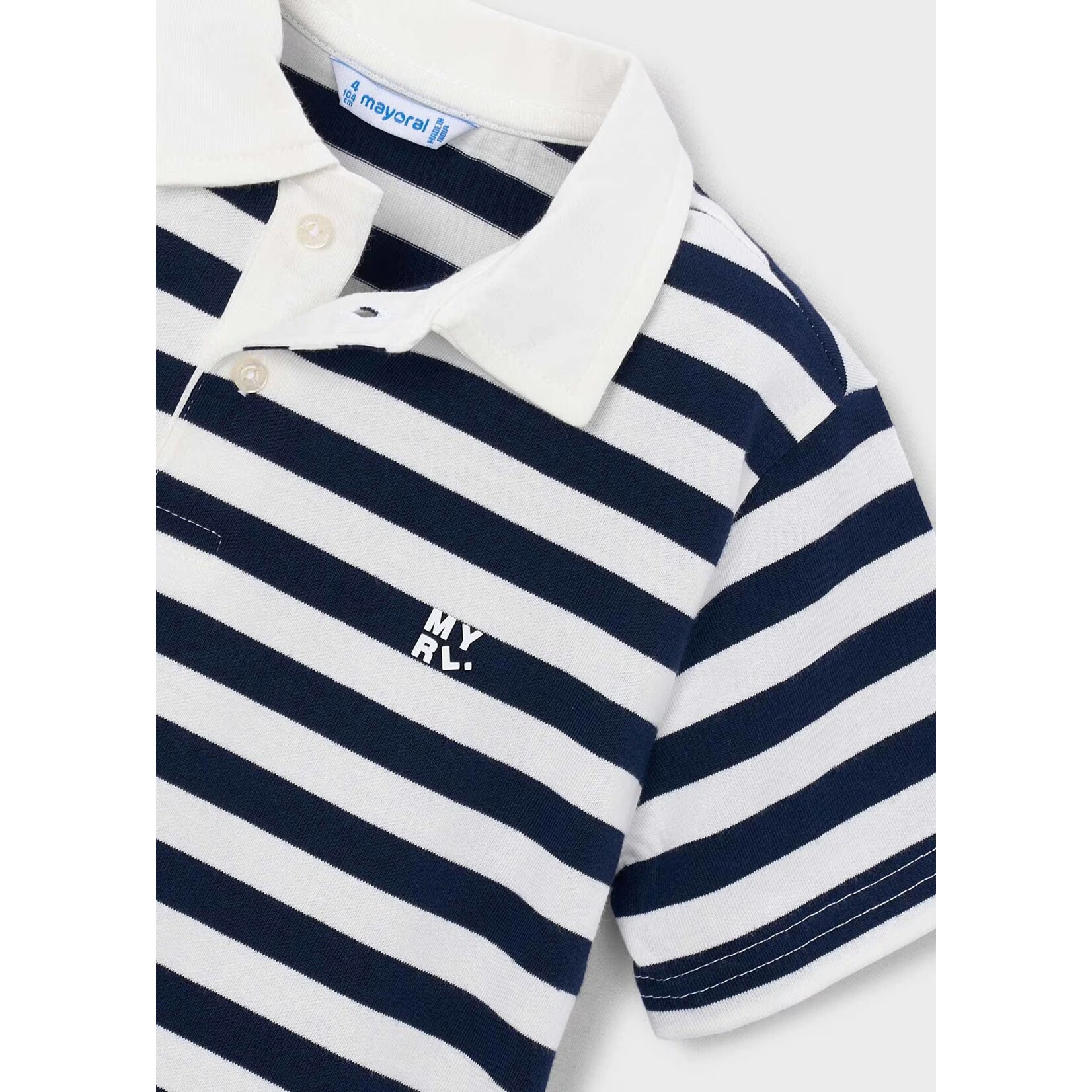 Mayoral MAYORAL - White short-sleeved polo shirt with navy blue stripes