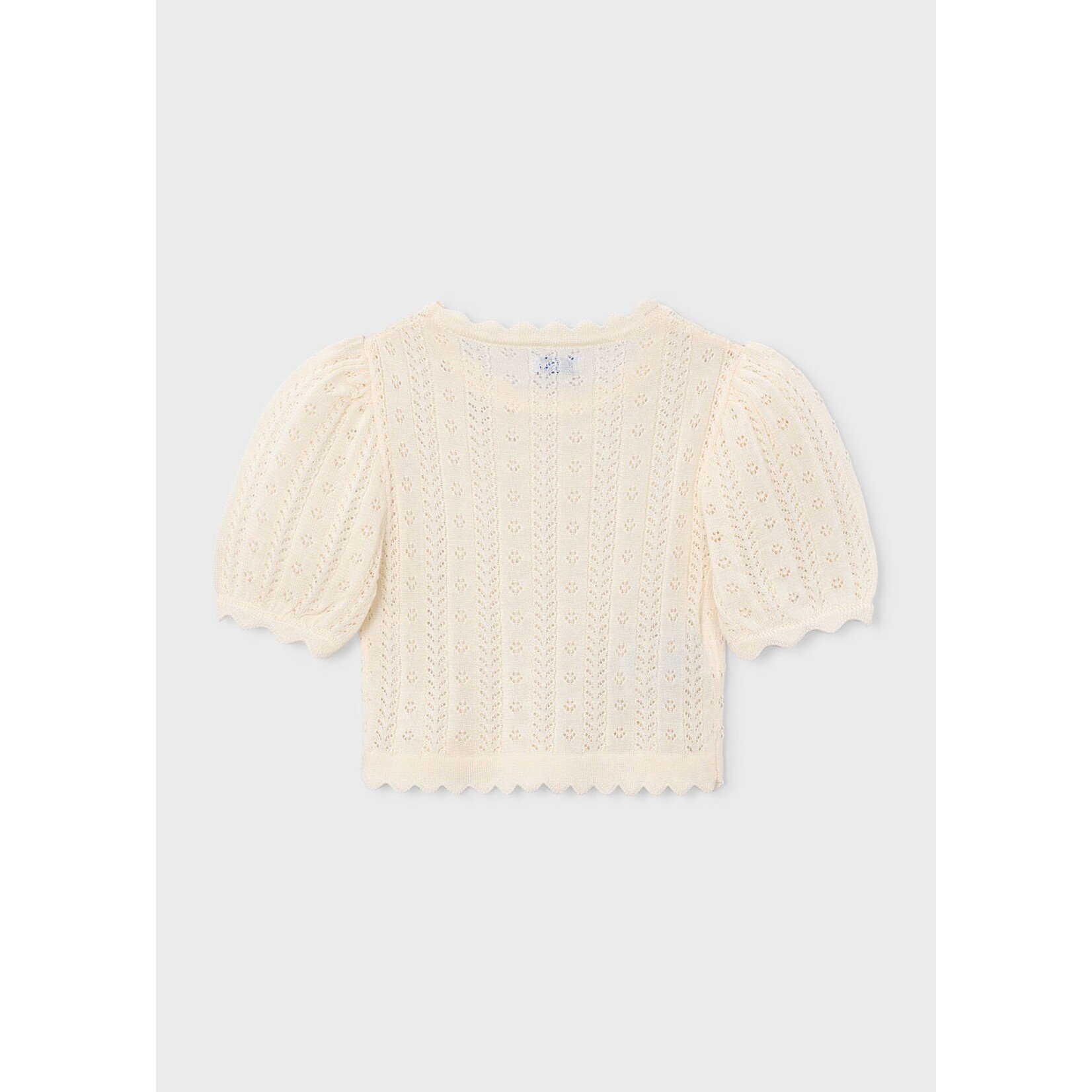 Mayoral MAYORAL - White knit puff-sleeve T-shirt