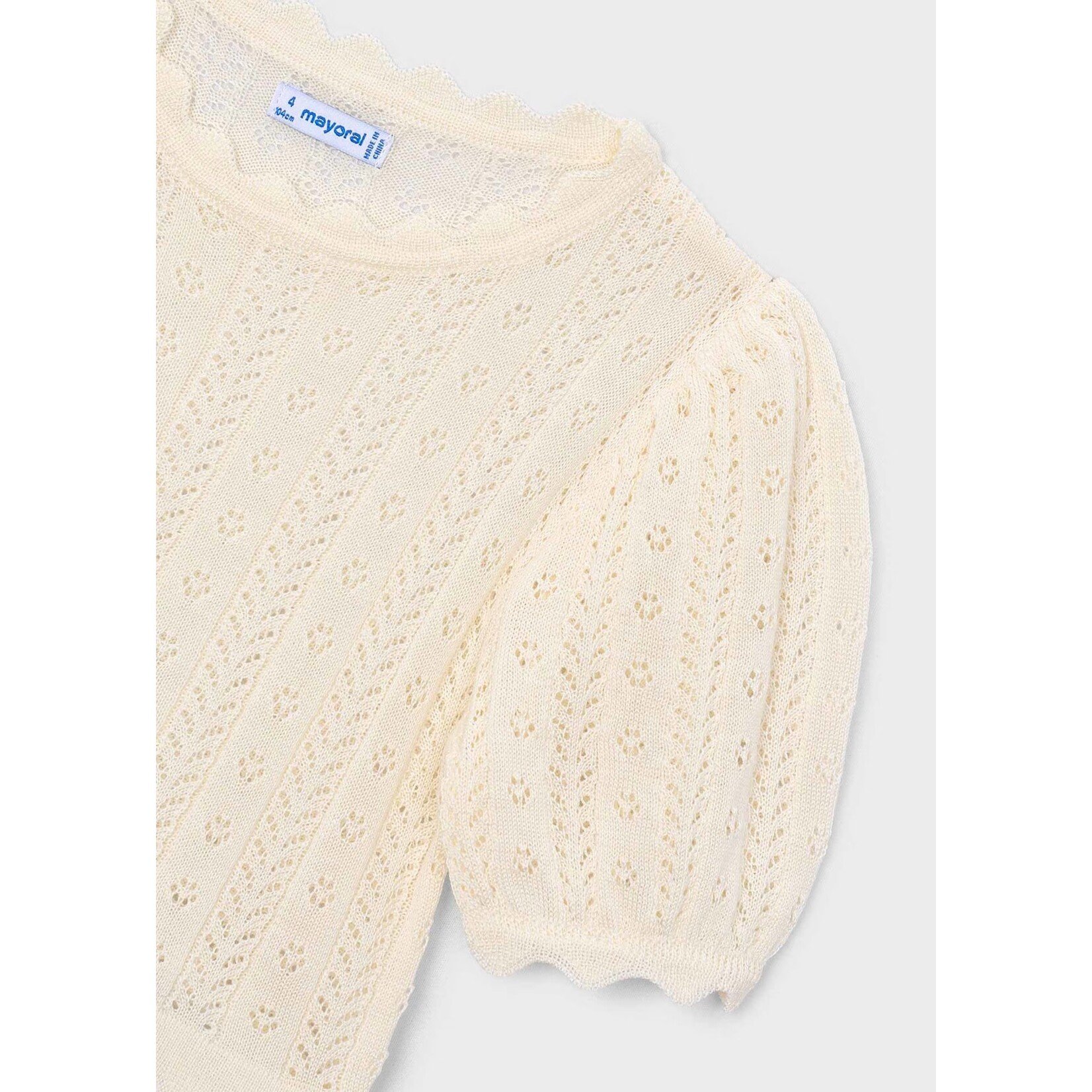 Mayoral MAYORAL - White knit puff-sleeve T-shirt