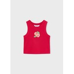 Mayoral MAYORAL - Red ribbed tank top with blood orange print