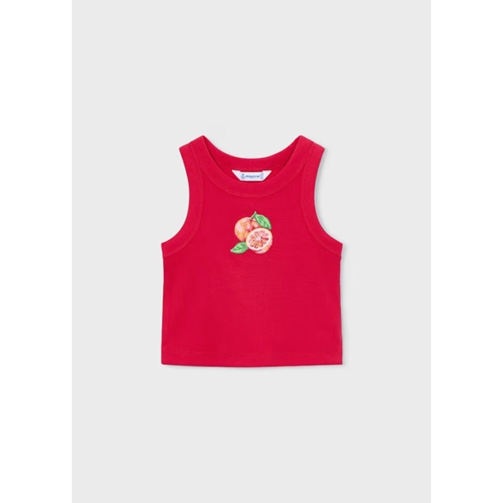 Mayoral MAYORAL - Red ribbed tank top with blood orange print